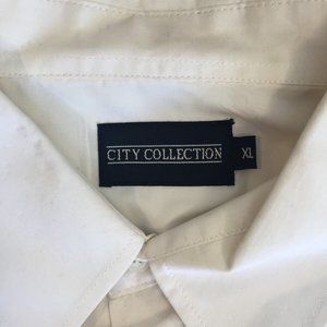 City Collection Mens White Dress Shirt sz XL Oxford Collar
